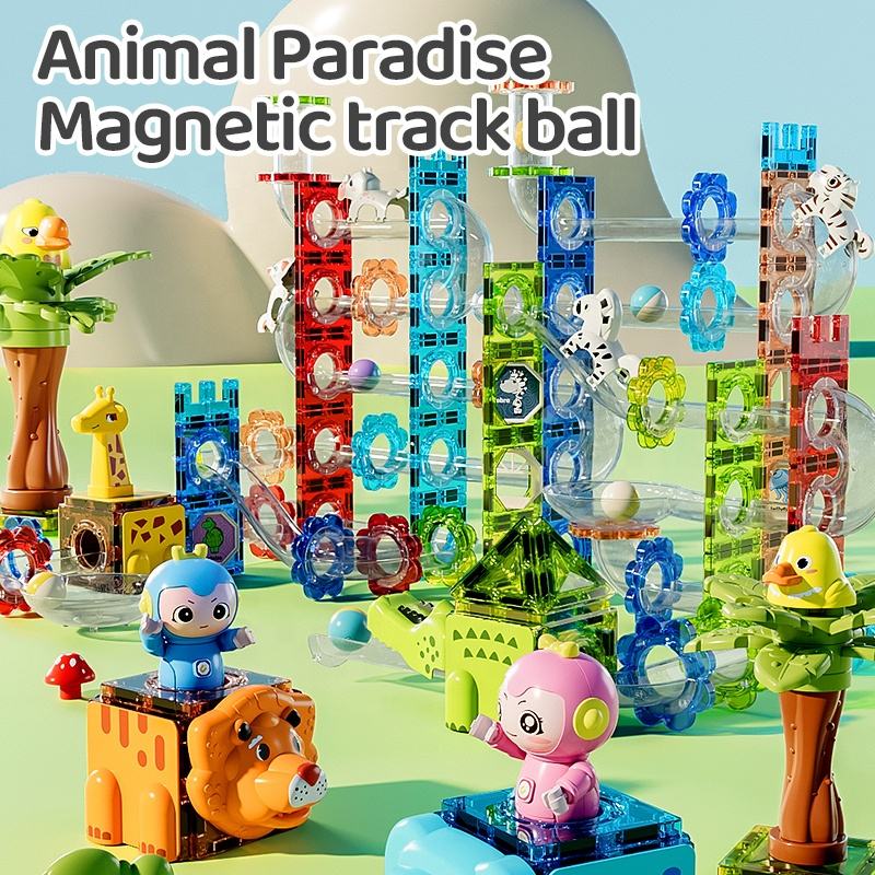 Animal Park Magnetic Tile 104 Pcs Building Blocks: Creativity and Fun Rolled into Marble Run