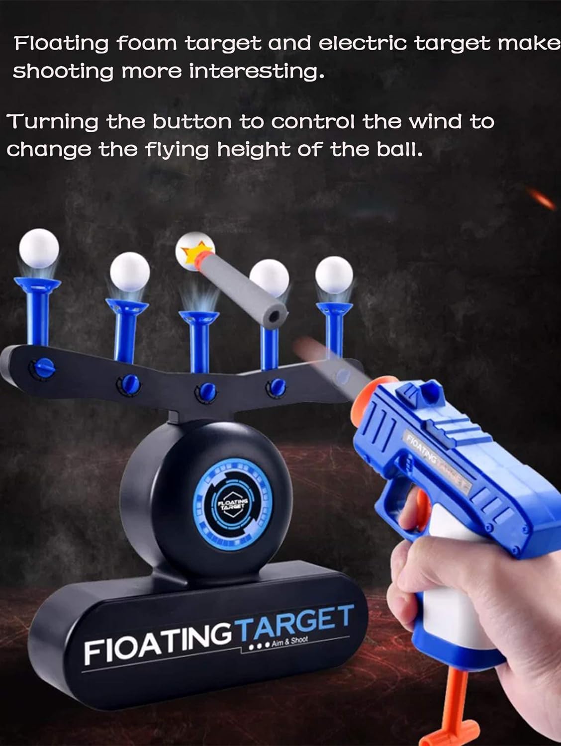 Movable Shooting Target with Gun & 5 Soft Balls & 5 Foam Darts