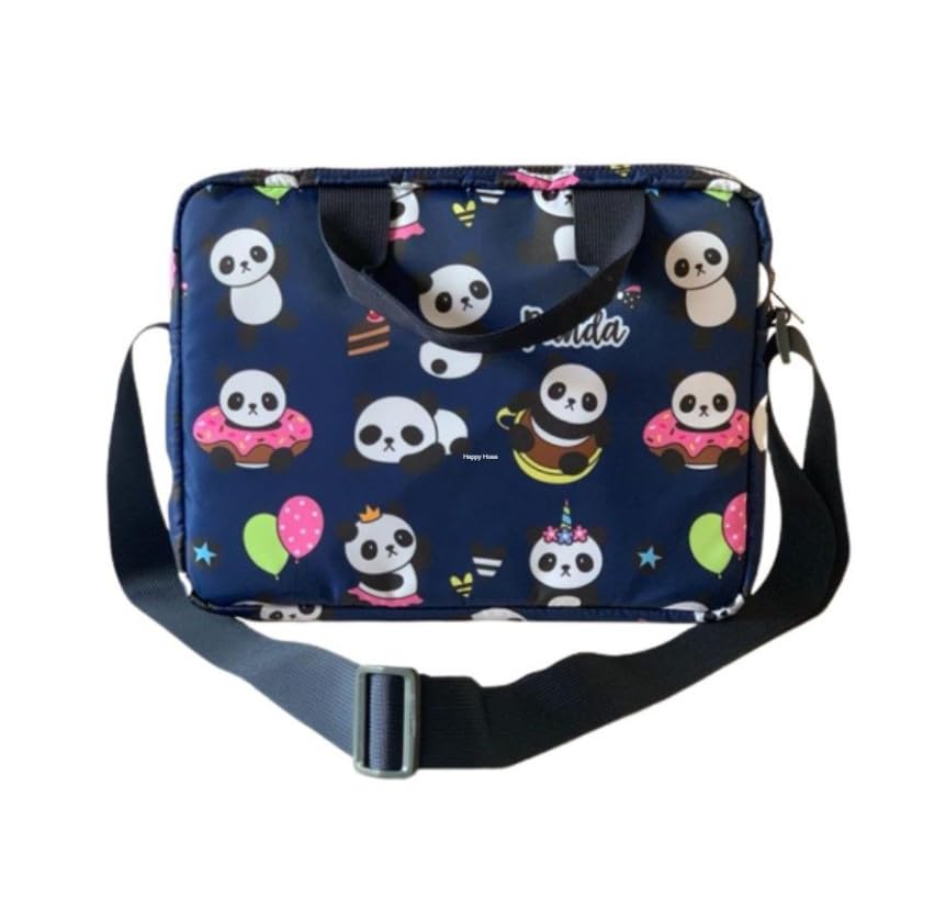 Kids iPad Bag with Handle & Shoulder strap- 3 compartments-Panda Design -11inch x 9 inch