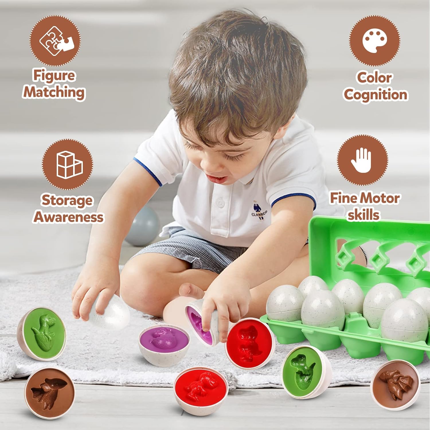 Dinosaur Matching Eggs Preschool Educational Shape & Colour Sorting Toys