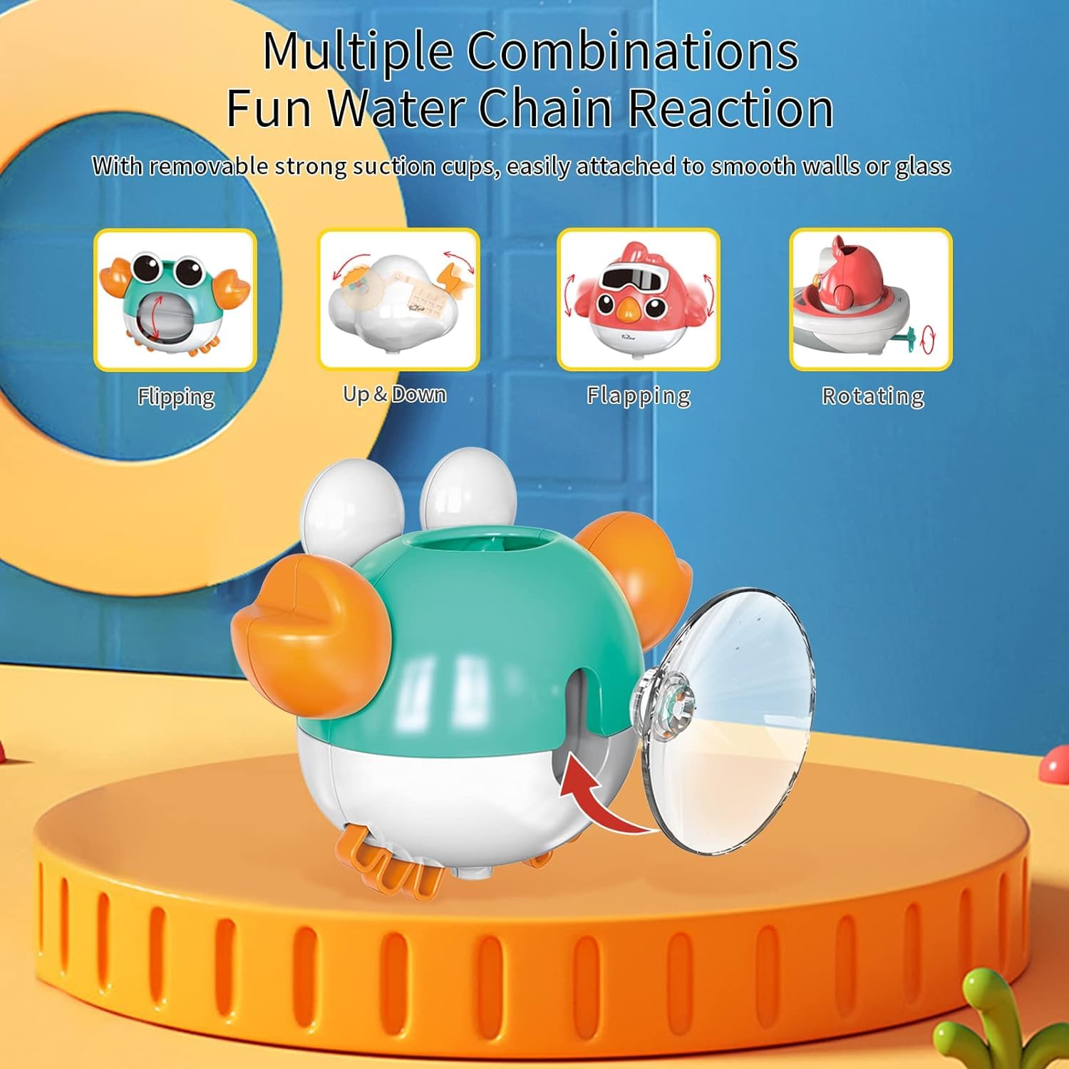 Baby Bath Toys Set- 5 Charming Water Toys – a Bird, Crab, Cloud, Wind up Boat, and Cup for Endless Bath-time Enjoyment for Toddlers and Kids