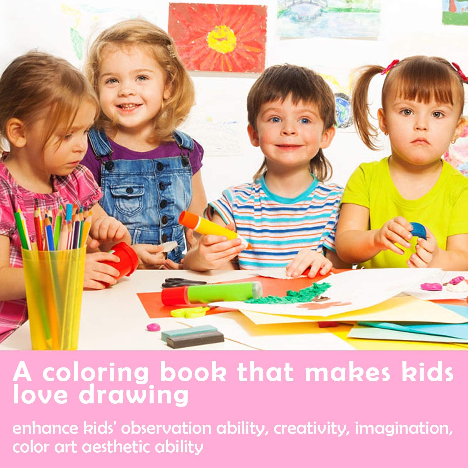 Travel Coloring Kit for Kids- No Mess Unicorn Coloring Set with 60 Coloring Pages and 8 double sided Coloring Pencils