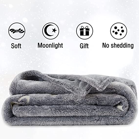 Moon & Star Glow in The Dark Soft & Cozy Blanket - 80 x 60 inch