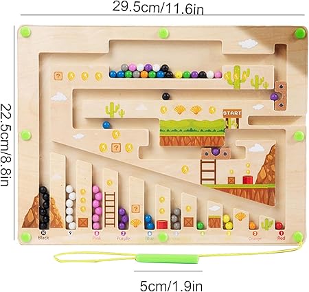 Magnetic Mario Puzzle Maze - Color and Number Sorting Maze Board- Fine Motor Skills Toy for Kids