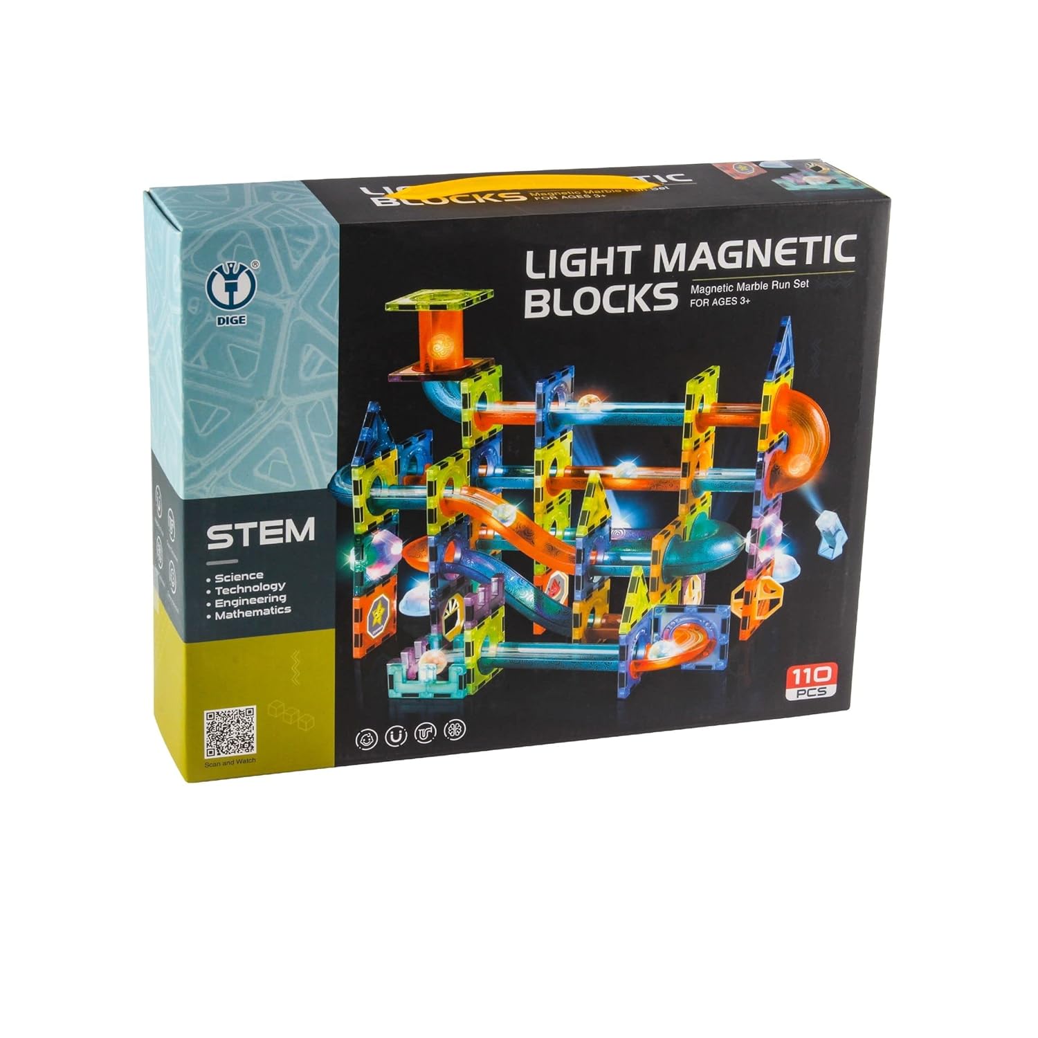 110 Pcs Light Magnetic Tiles- Building Blocks