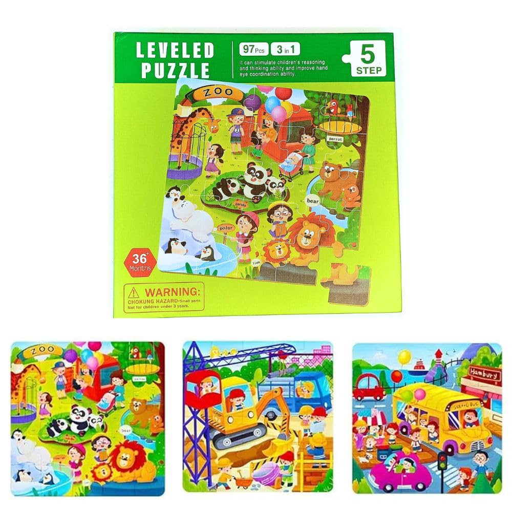 3 in 1-Magnetic Jigsaw Puzzles for Kids-25-30-42 Piece Puzzles Book for Toddlers