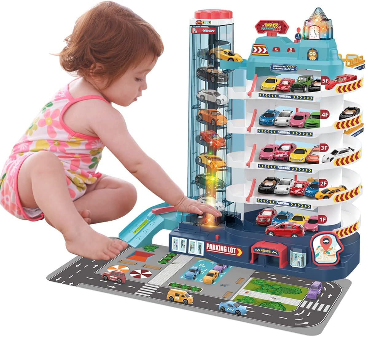 City Garage Playset Adventre Car Race Track for Toddlers