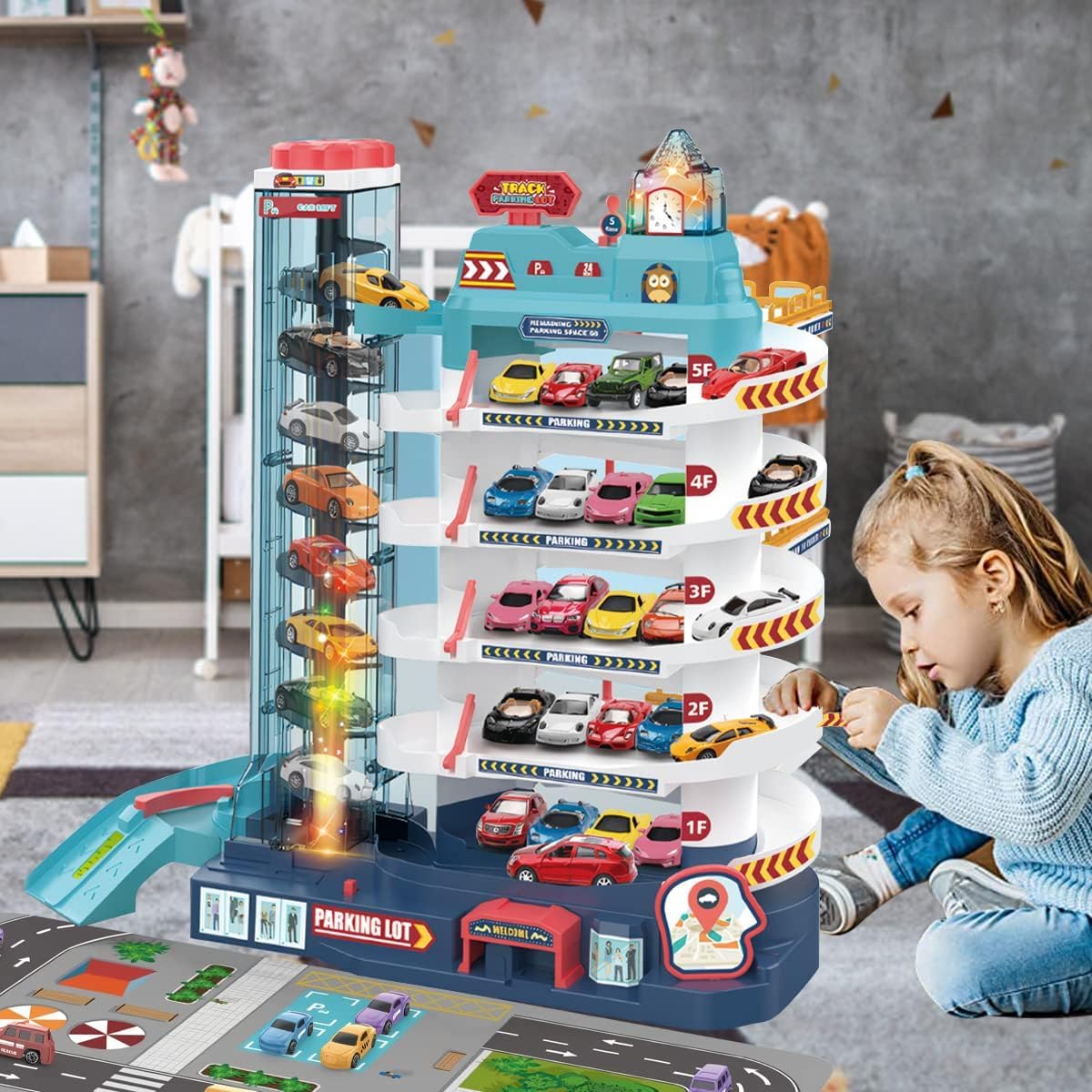 City Garage Playset Adventre Car Race Track for Toddlers