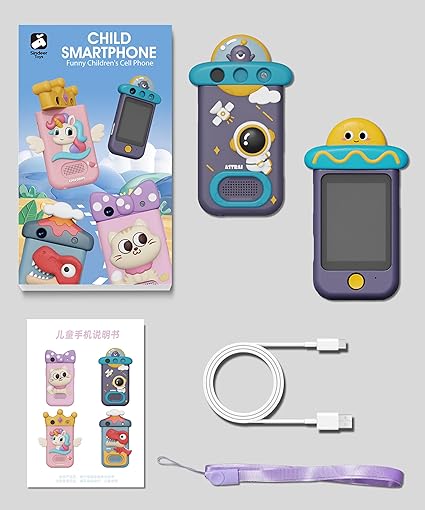 Kids Touchscreen Smartphone Toy with 2.8" Screen- 360 Degree Roatating 8MP Dual Camera- MP3 Music Player- in Built Games & Wallpapers- Dinosaur Grey