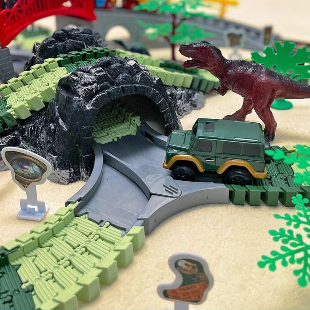 DIY Dinosaur Flexible Train & Car Track Set- 144 pcs