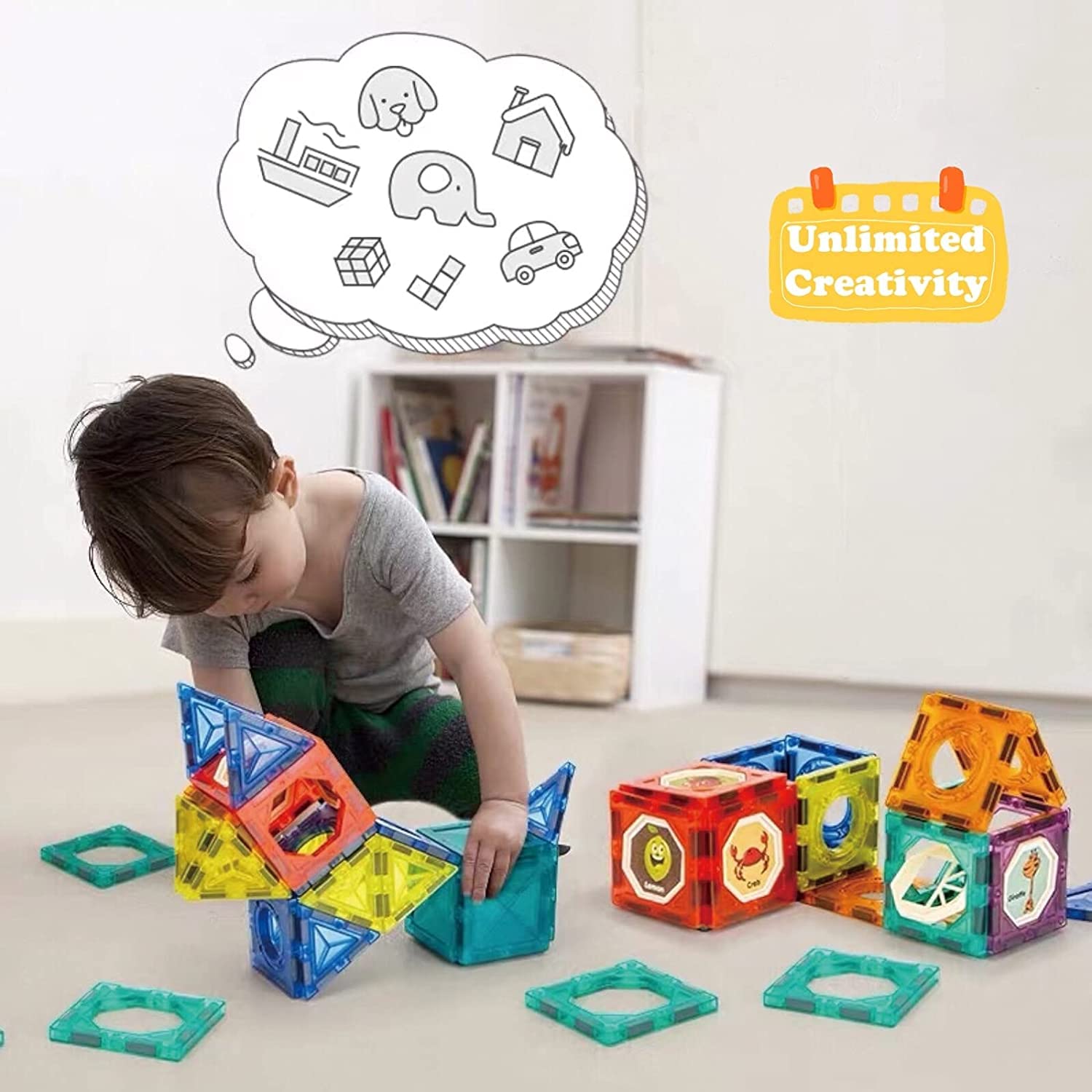 110 Pcs Light Magnetic Tiles- Building Blocks