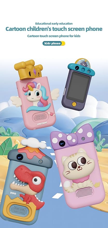 Kids Touchscreen Smartphone Toy with 2.8" Screen- 360 Degree Roatating 8MP Dual Camera- MP3 Music Player- in Built Games & Wallpapers- Pink Unicorn