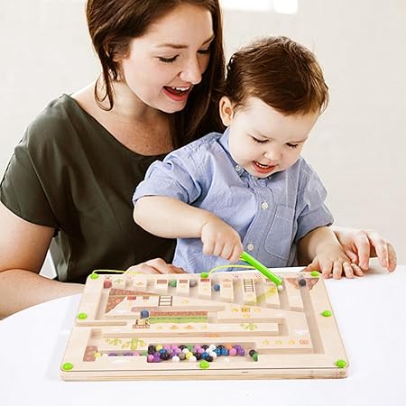 Magnetic Mario Puzzle Maze - Color and Number Sorting Maze Board- Fine Motor Skills Toy for Kids