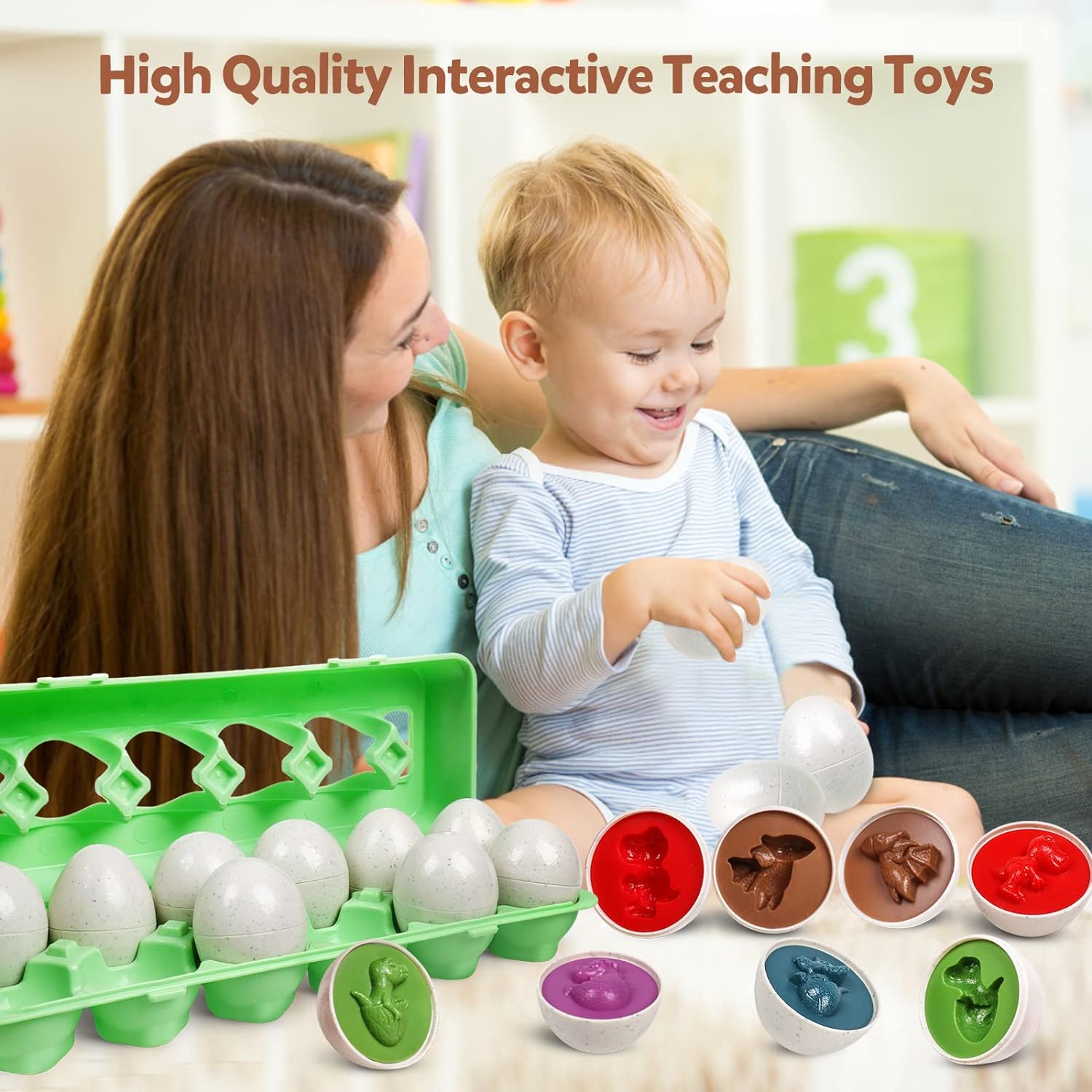 Dinosaur Matching Eggs Preschool Educational Shape & Colour Sorting Toys