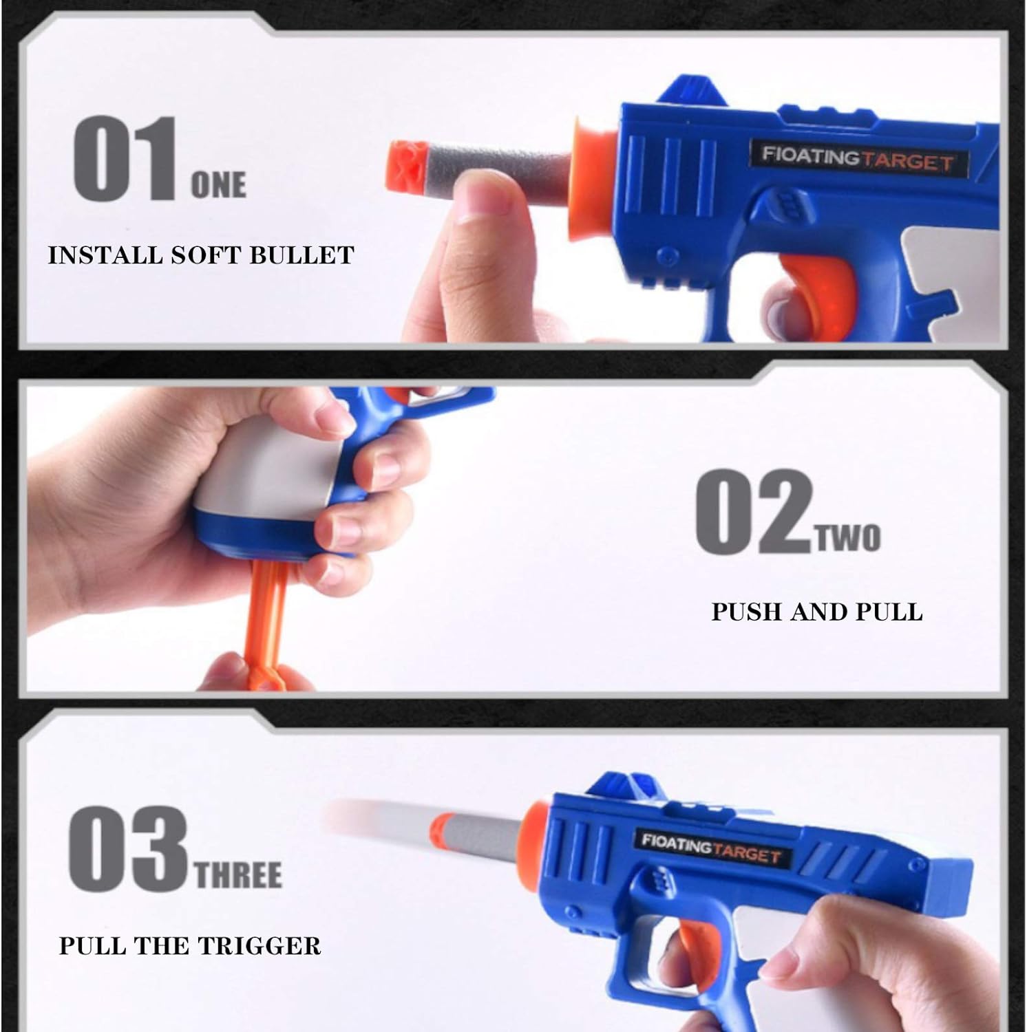 Movable Shooting Target with Gun & 5 Soft Balls & 5 Foam Darts