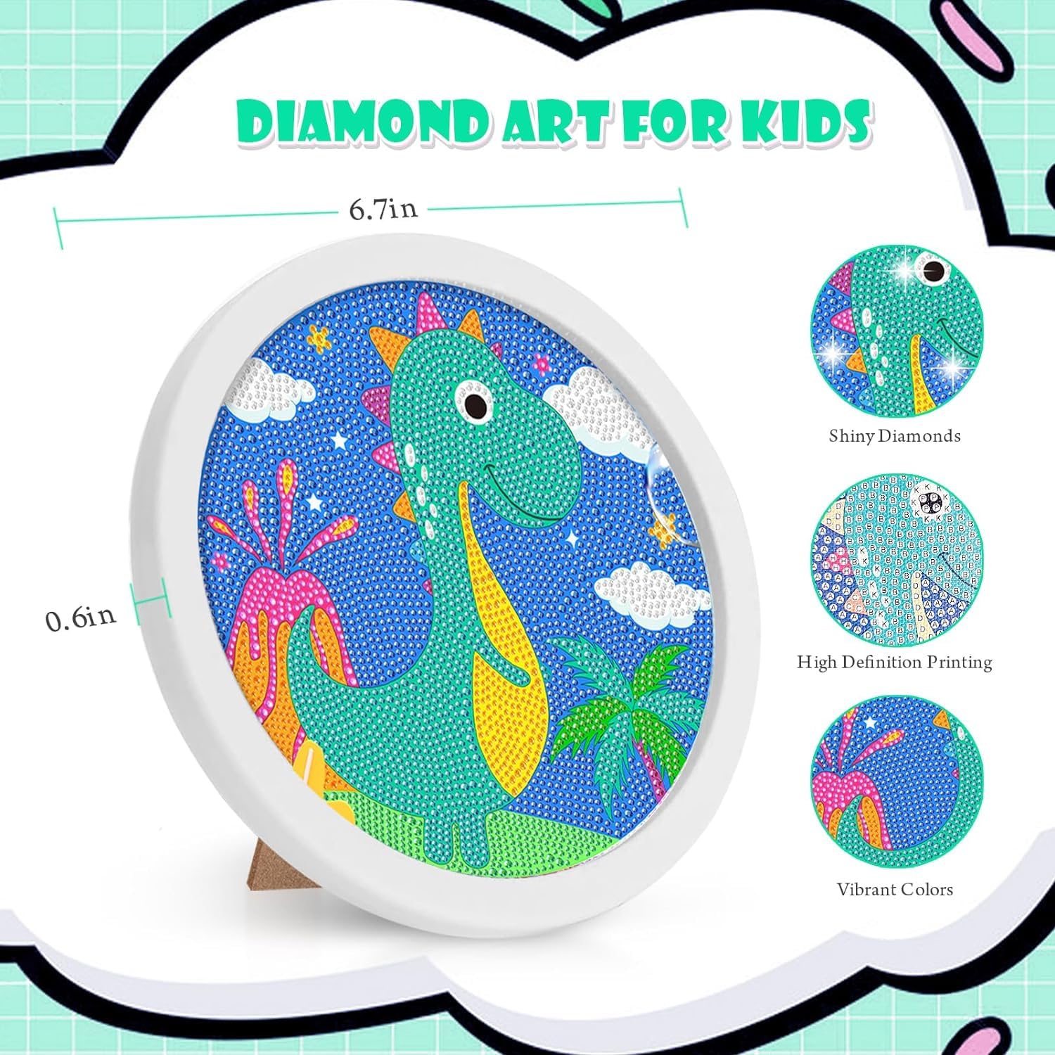 5D Diamond Wooden Frame Cute Animal Art Painting Kits