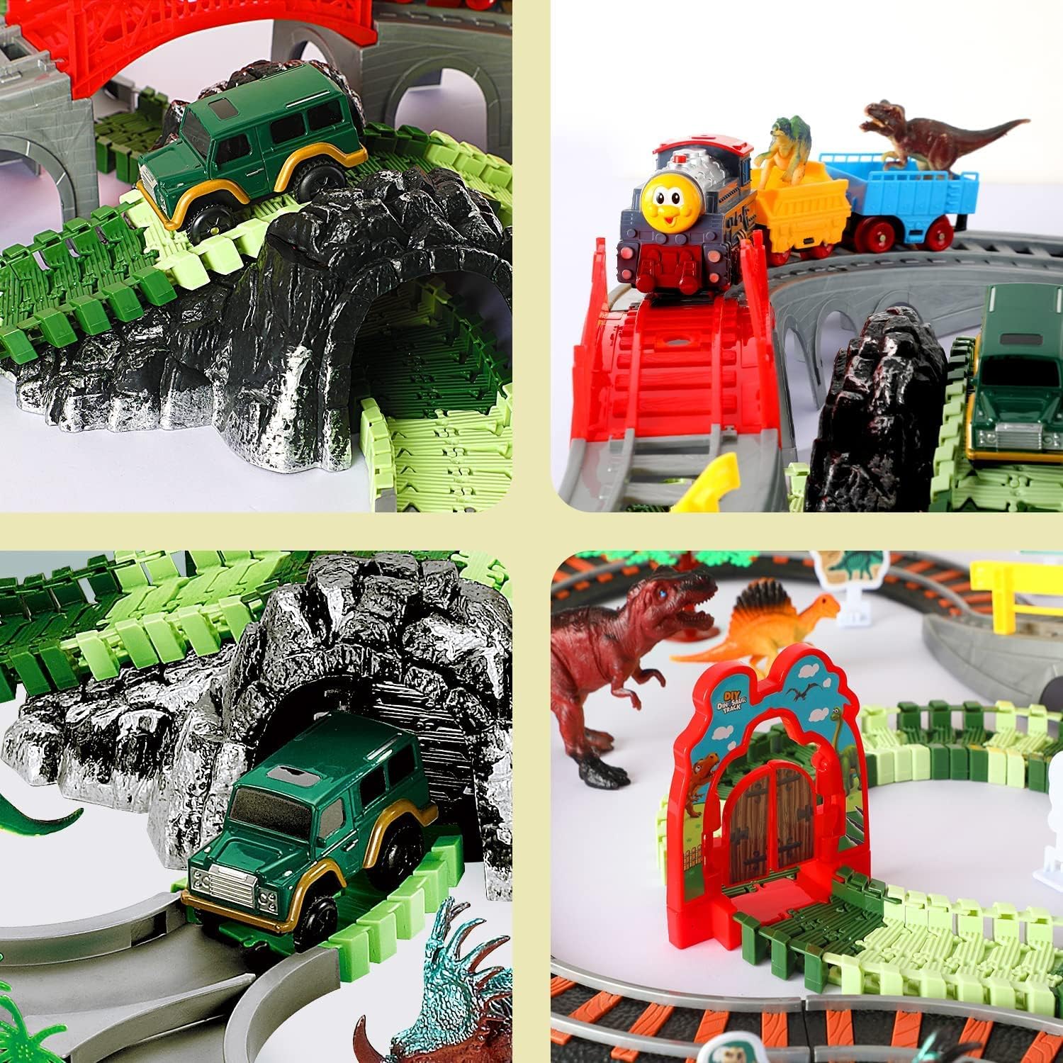 DIY Dinosaur Flexible Train & Car Track Set- 259 pcs