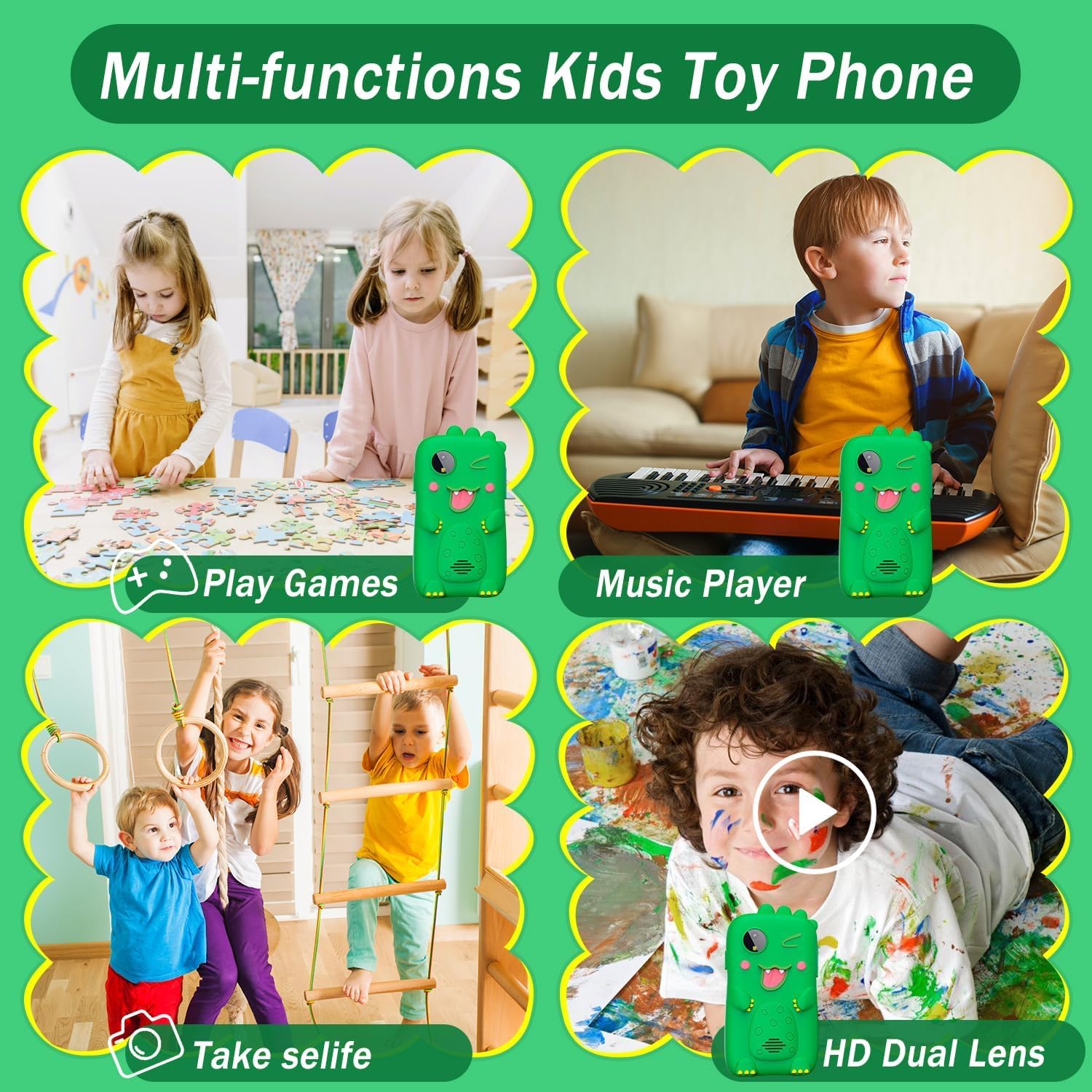 Kids Smartphone Toy with MP3 Music Player- Dual Camera for Selfies- in Built Games 2.4" Screen 8MP Camera