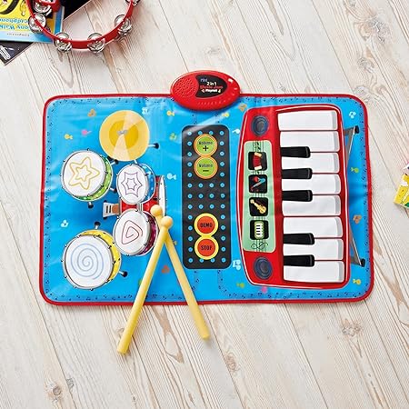 2 in 1 Musical Mat for Toddlers-Musical Toys- Piano Keyboard & Drum for Toddlers- Early Education Toys for Baby Girls Boys