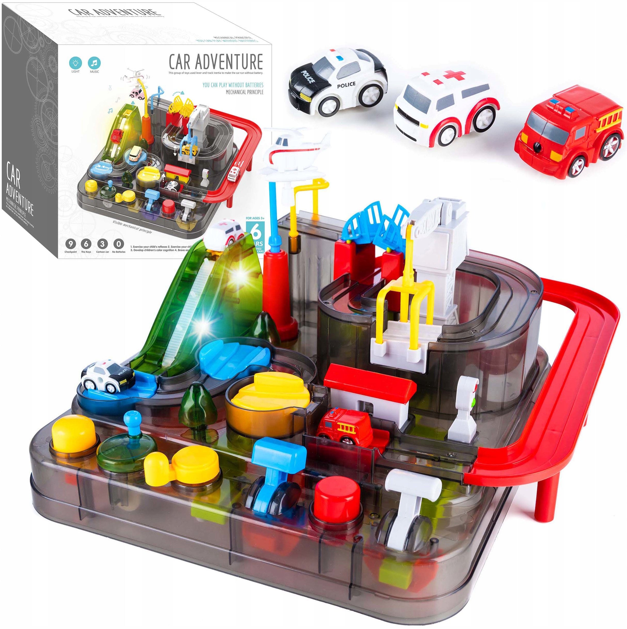 Light & Musical Car Adventure Toy with 6 Cars Race Track