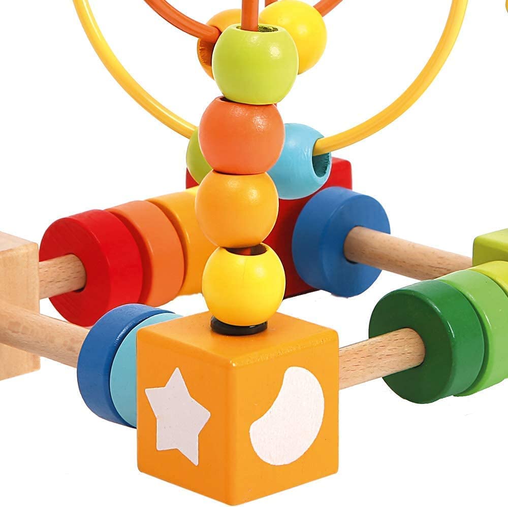 Bead Maze Wooden Colorful Roller Coaster Montessori Toys