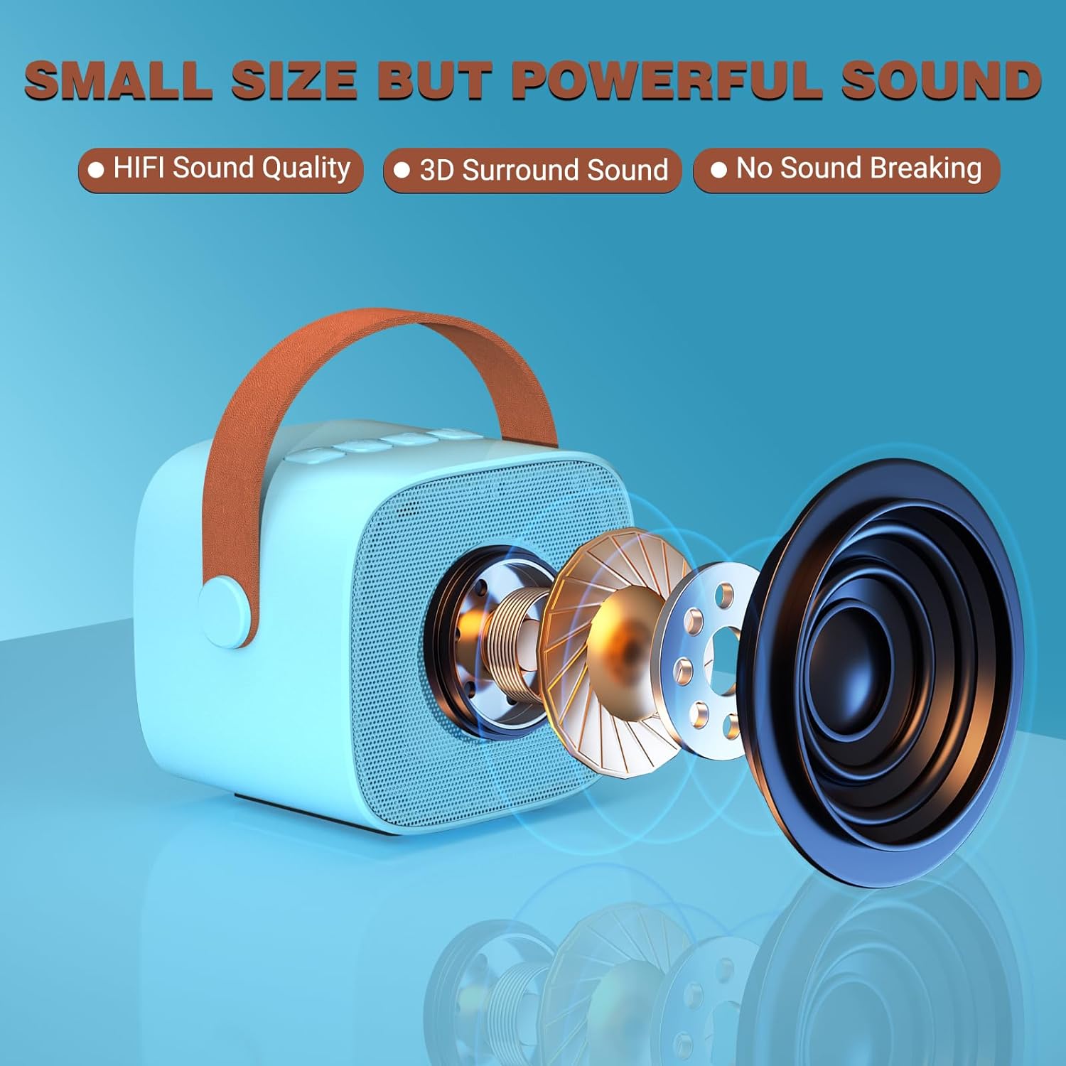 Kids Karaoke Portable Machine -Bluetooth Speaker with 1 Wireless Microphone