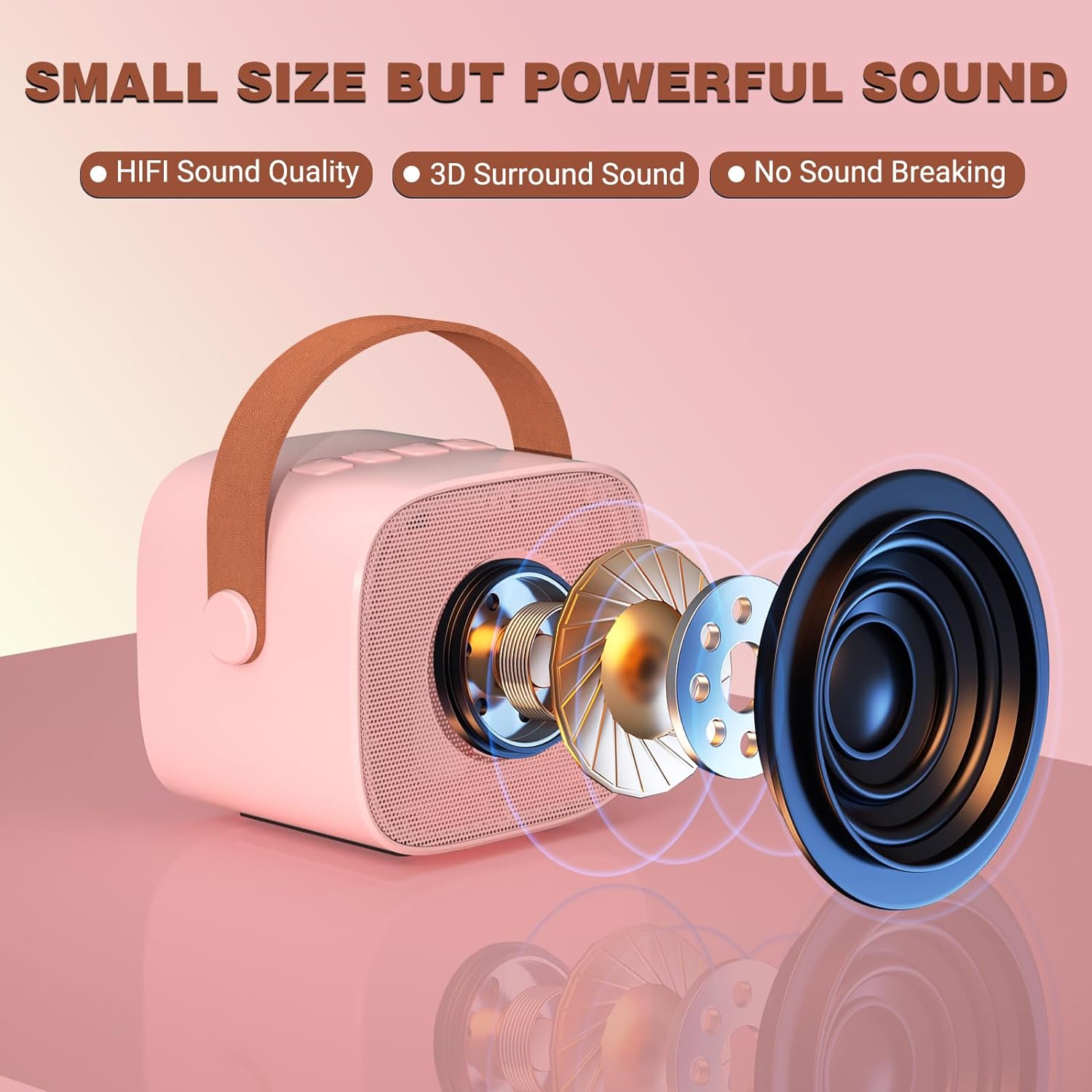 Kids Karaoke Portable Machine -Bluetooth Speaker with 2 Wireless Microphone