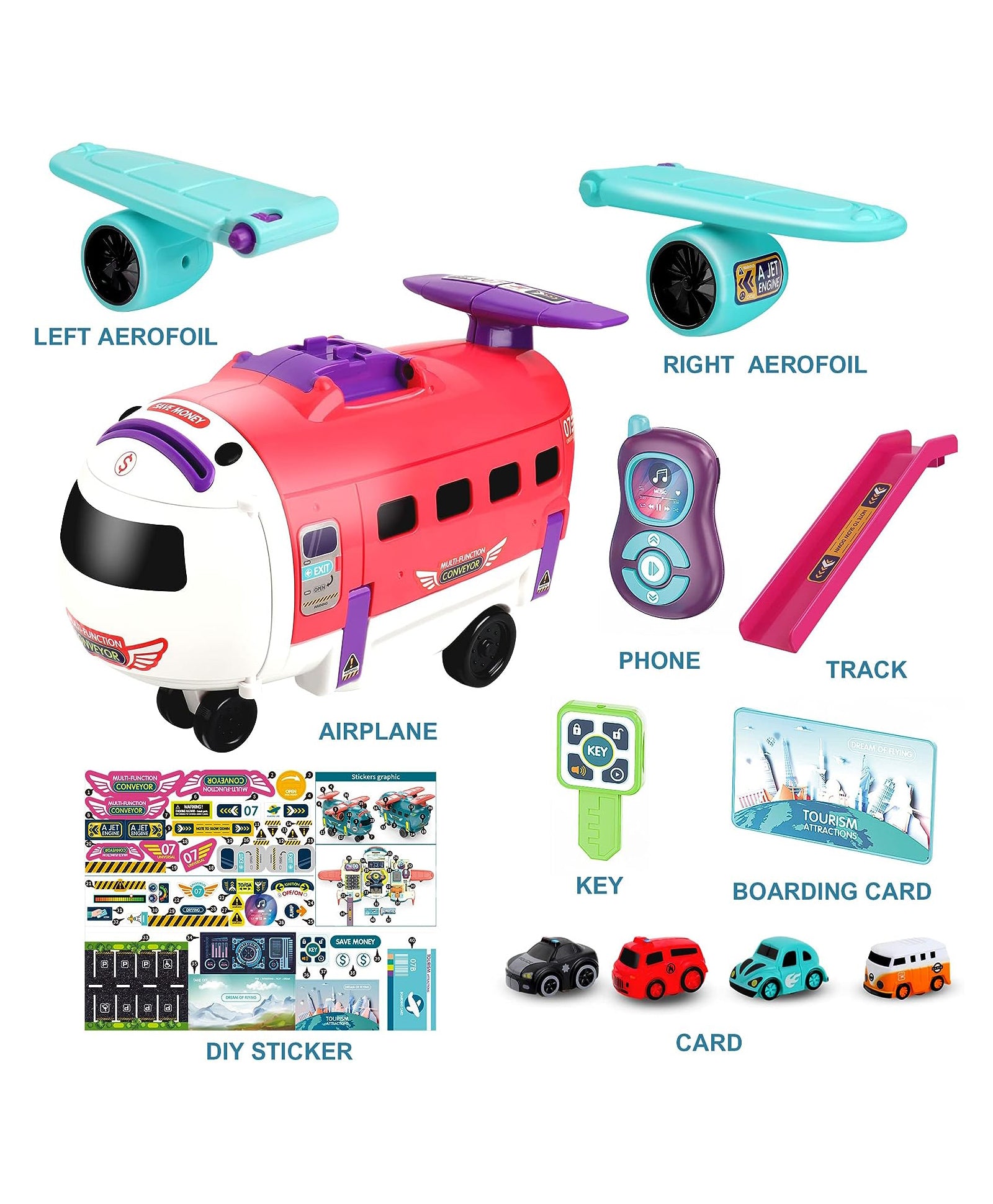 4-in-1 Airplane Piggy Bank Toy with Light & Music: This toy offers driving simulation, airplane fun, and includes lights and music for kids