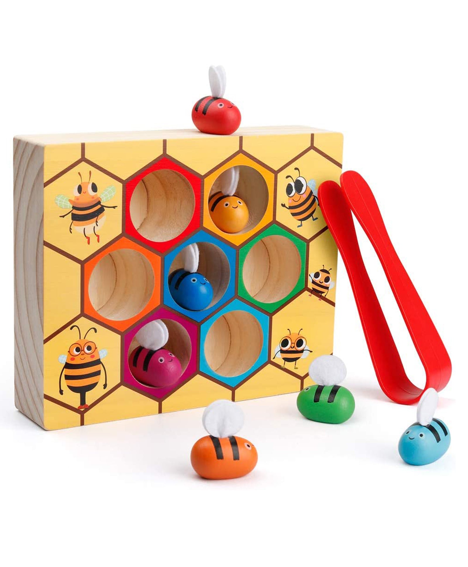 Bee to Hive Matching Game-Wooden Color Sorting Puzzle- Preschool/Montessori Toys