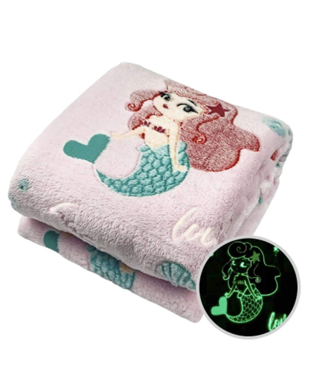 Mermaid Glow in The Dark Soft & Cozy Blanket- 80 x 60 inch