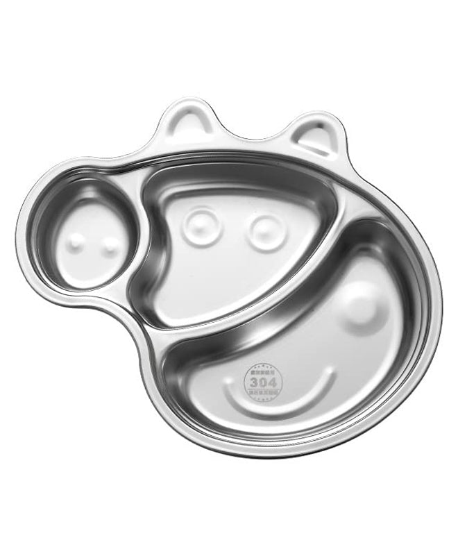 Stainless Steel Divided Meal Plate Tray-3 Compartments Dinner Dish for Baby- Peppa Design