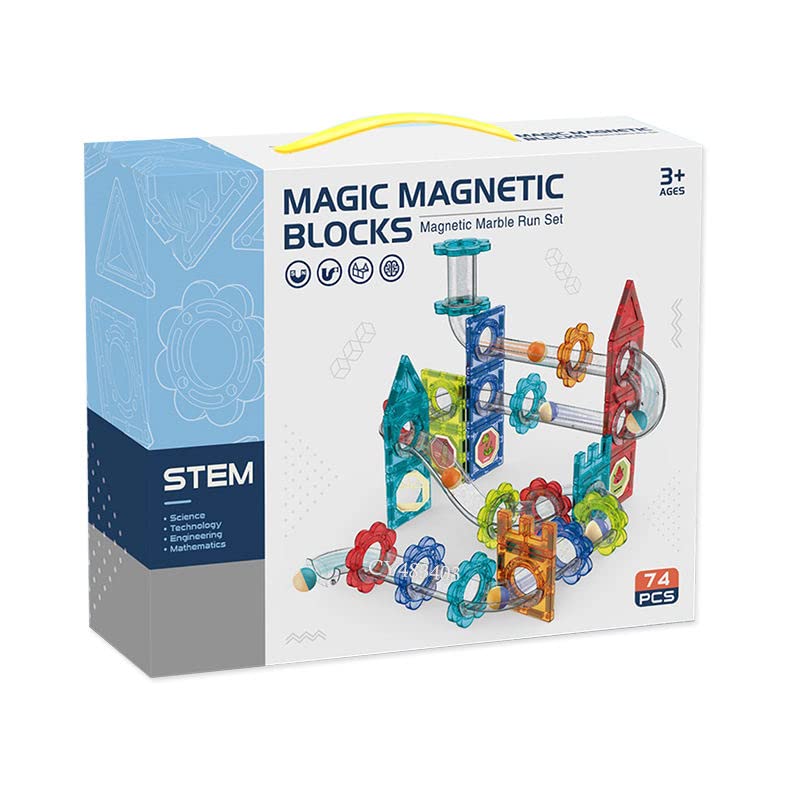 Magnetic Marble Run Blocks 74 Pcs