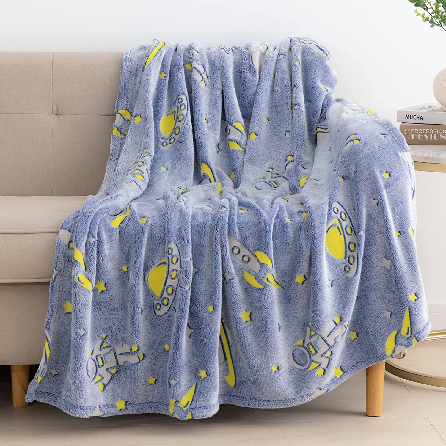 Astronaut Glow in The Dark Soft & Cozy Blanket- 80 x 60 inch