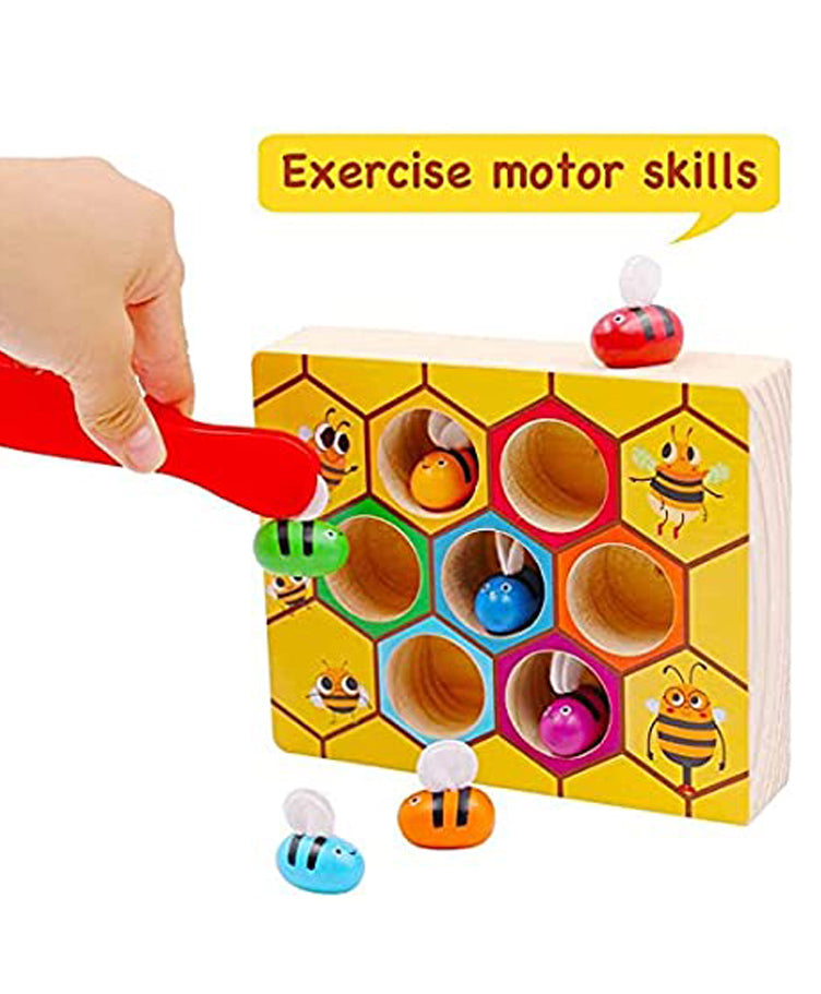 Bee to Hive Matching Game-Wooden Color Sorting Puzzle- Preschool/Montessori Toys