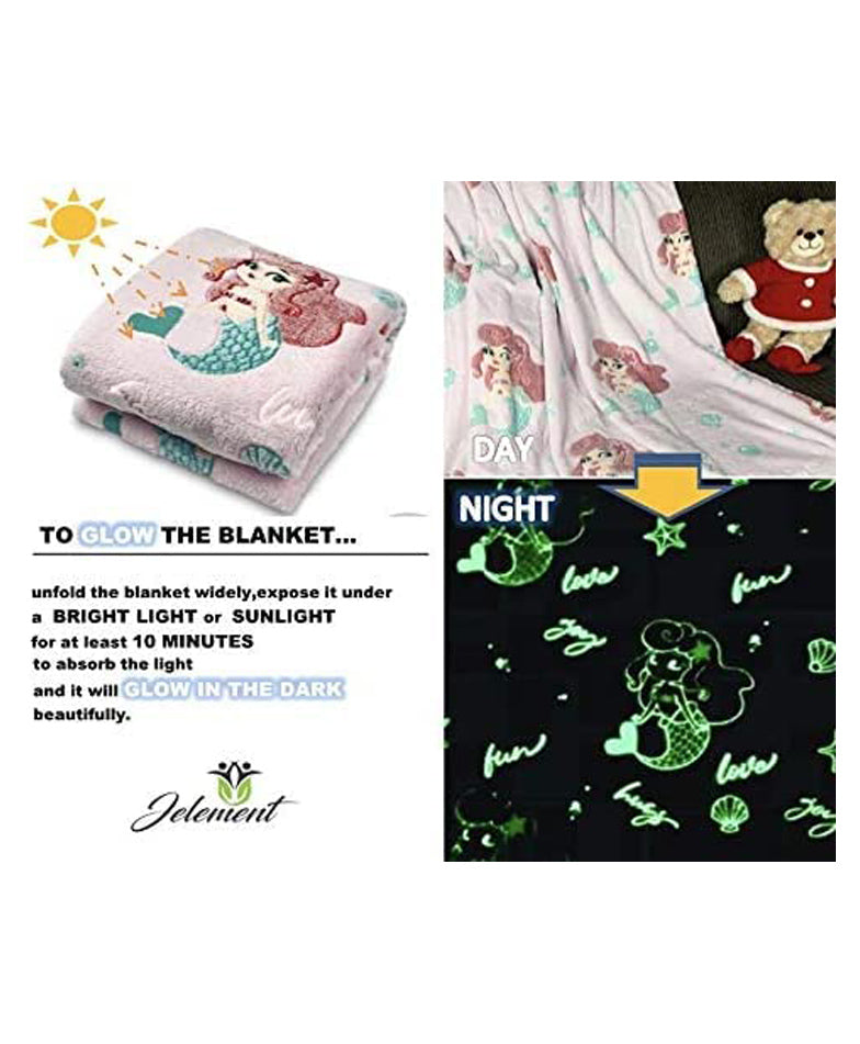 Mermaid Glow in The Dark Soft & Cozy Blanket- 80 x 60 inch