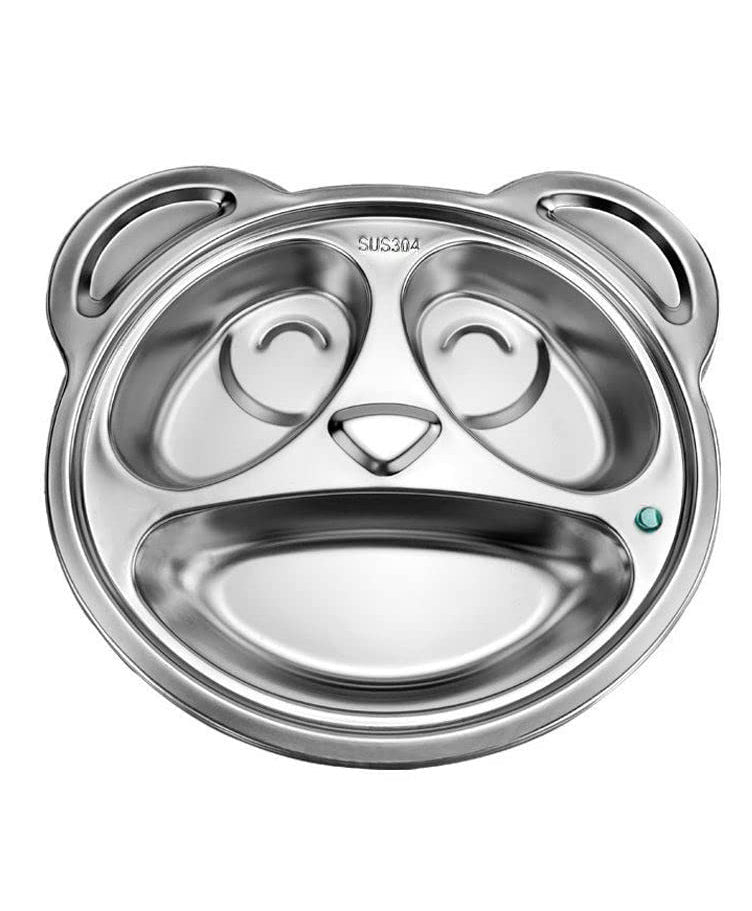 Stainless Steel Divided Meal Plate Tray-3 Compartments- Bear Design