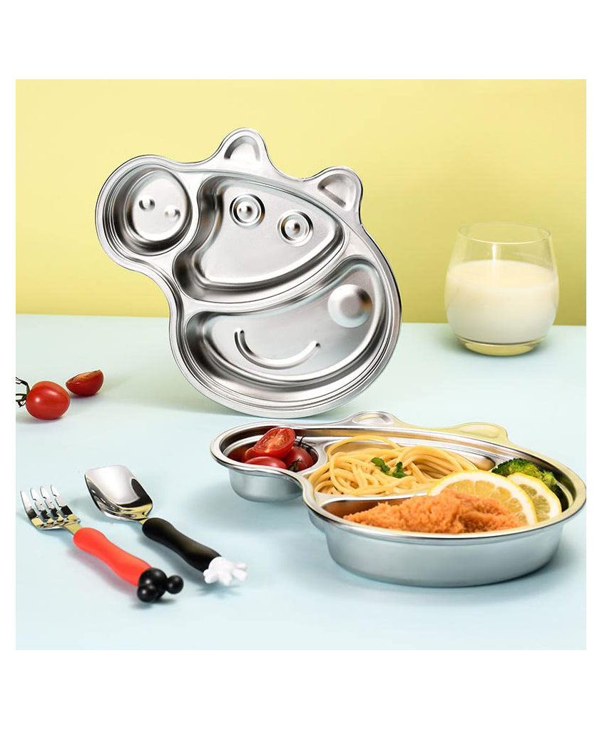 Stainless Steel Divided Meal Plate Tray-3 Compartments - Peppa Design