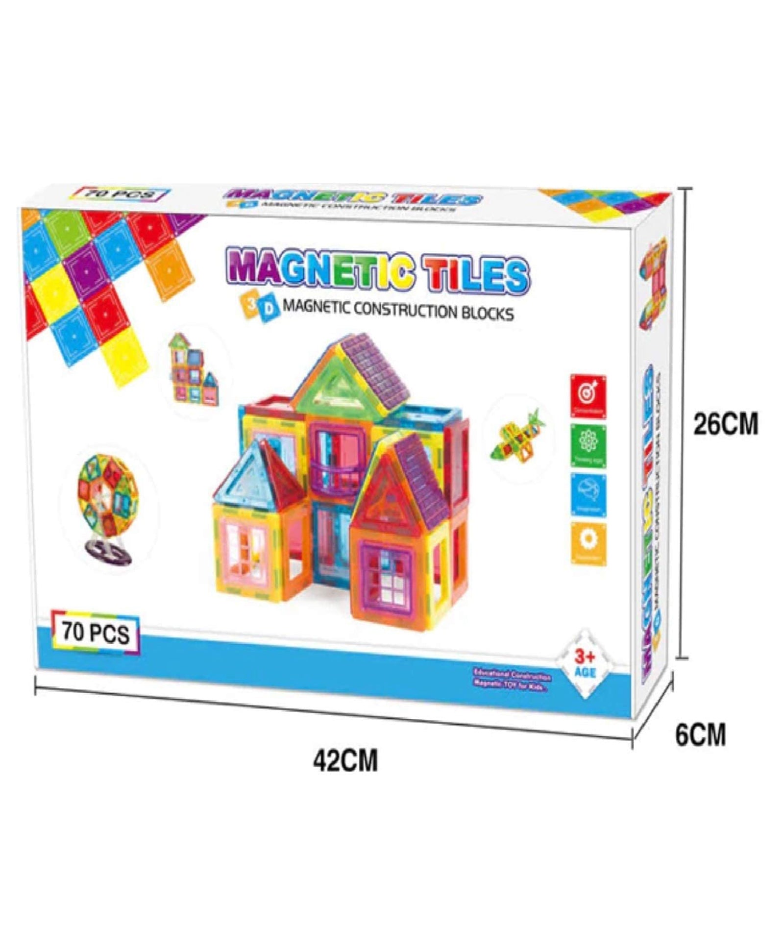 70 Pcs Magnetic Tiles & Creative Building Blocks Open End Toys