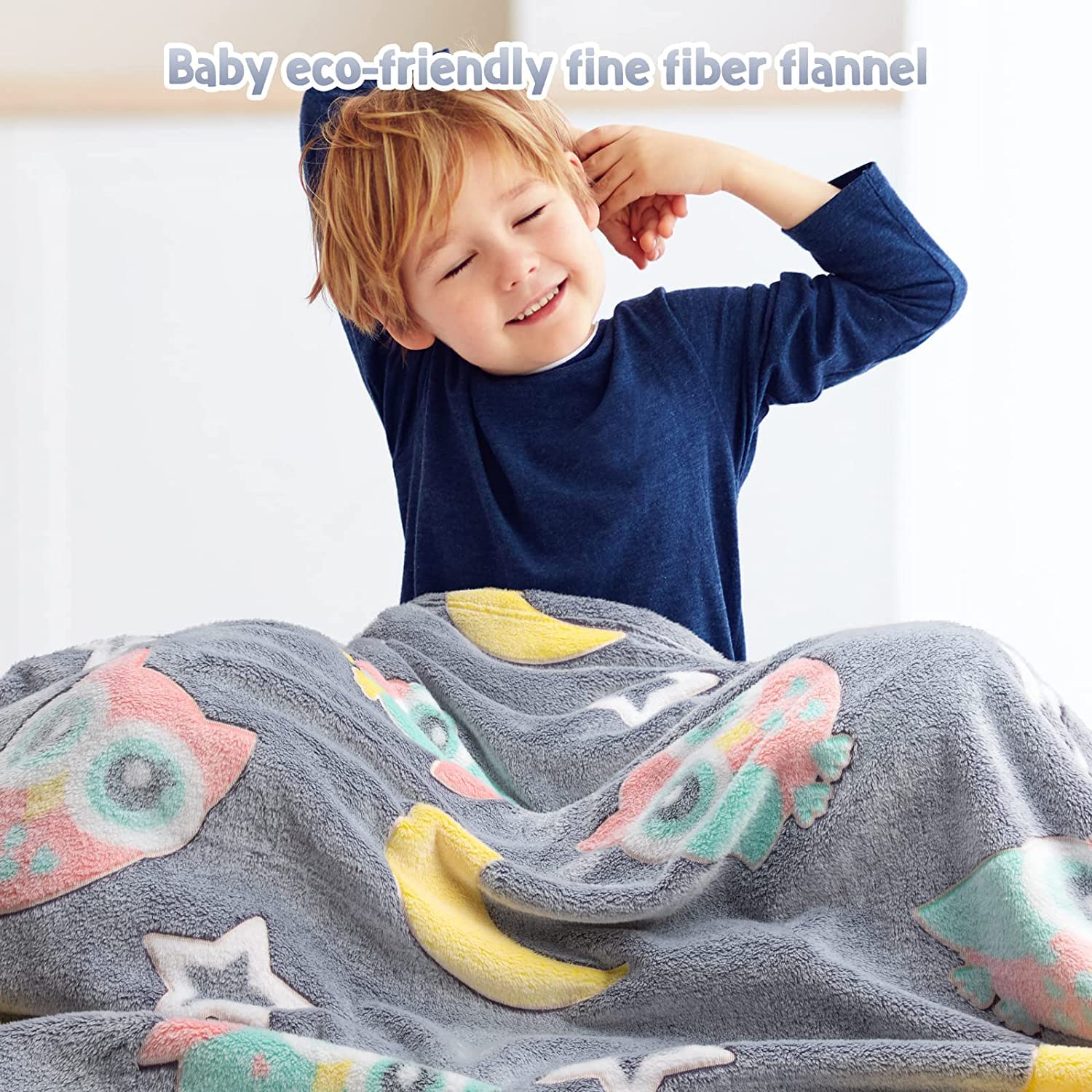 Owl Glow in The Dark Soft & Cozy Blanket- 80 x 60 inch