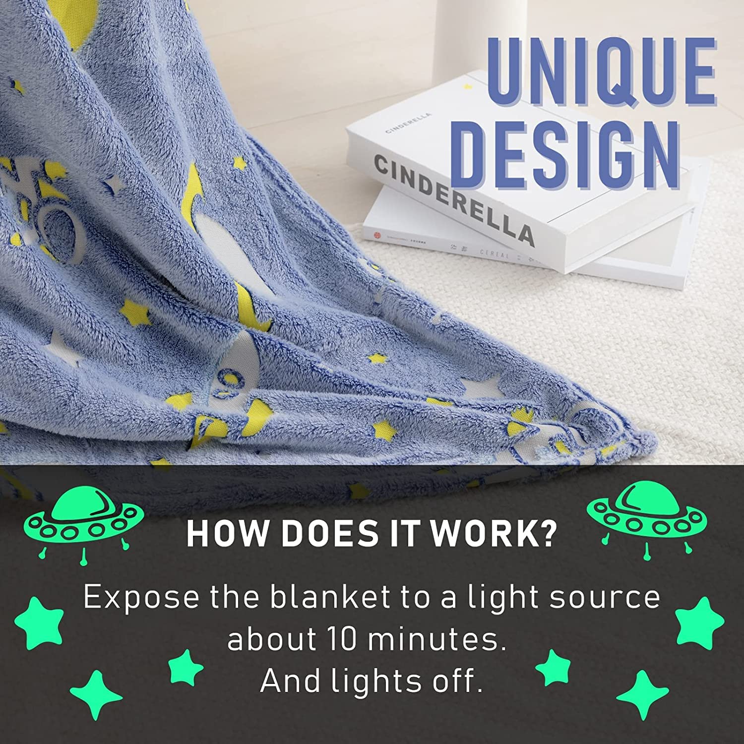 Astronaut Glow in The Dark Soft & Cozy Blanket- 80 x 60 inch