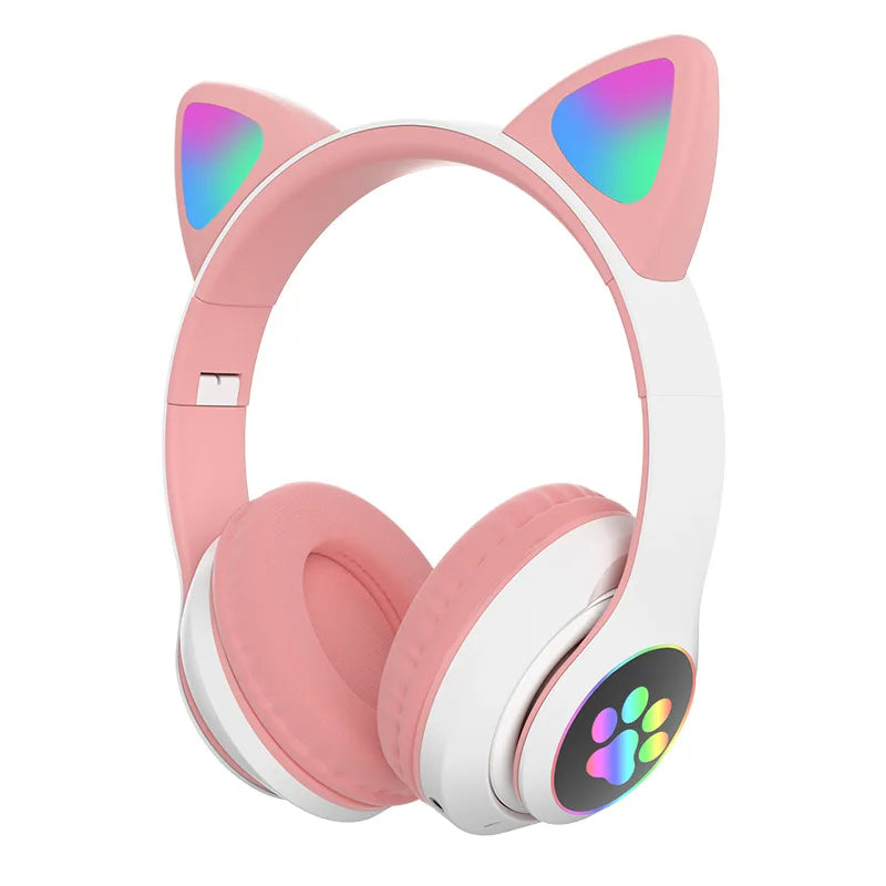 Cute Cat Ear Wireless Headphones- LED Lights, Noise Cancelling & Bluetooth 5.0