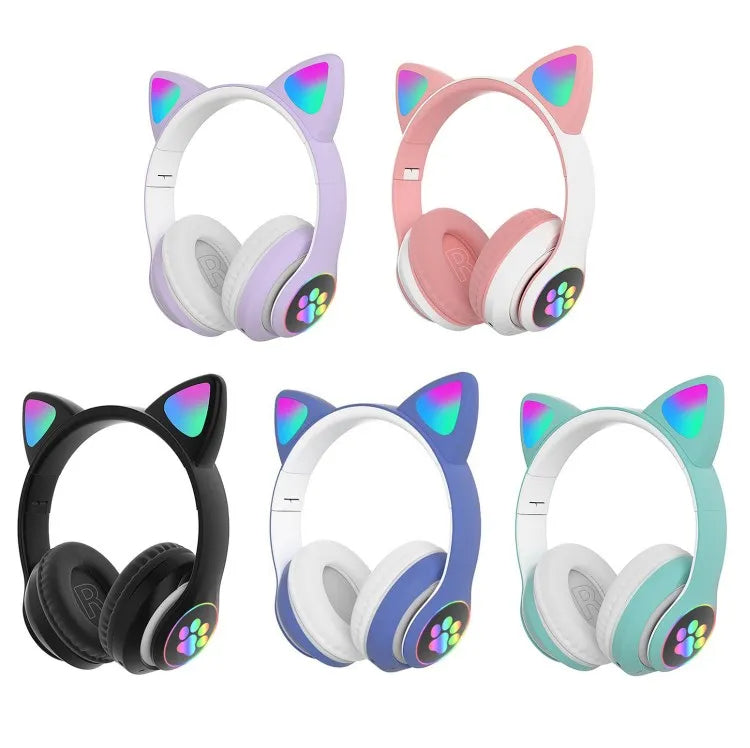 Cute Cat Ear Wireless Headphones- LED Lights, Noise Cancelling & Bluetooth 5.0