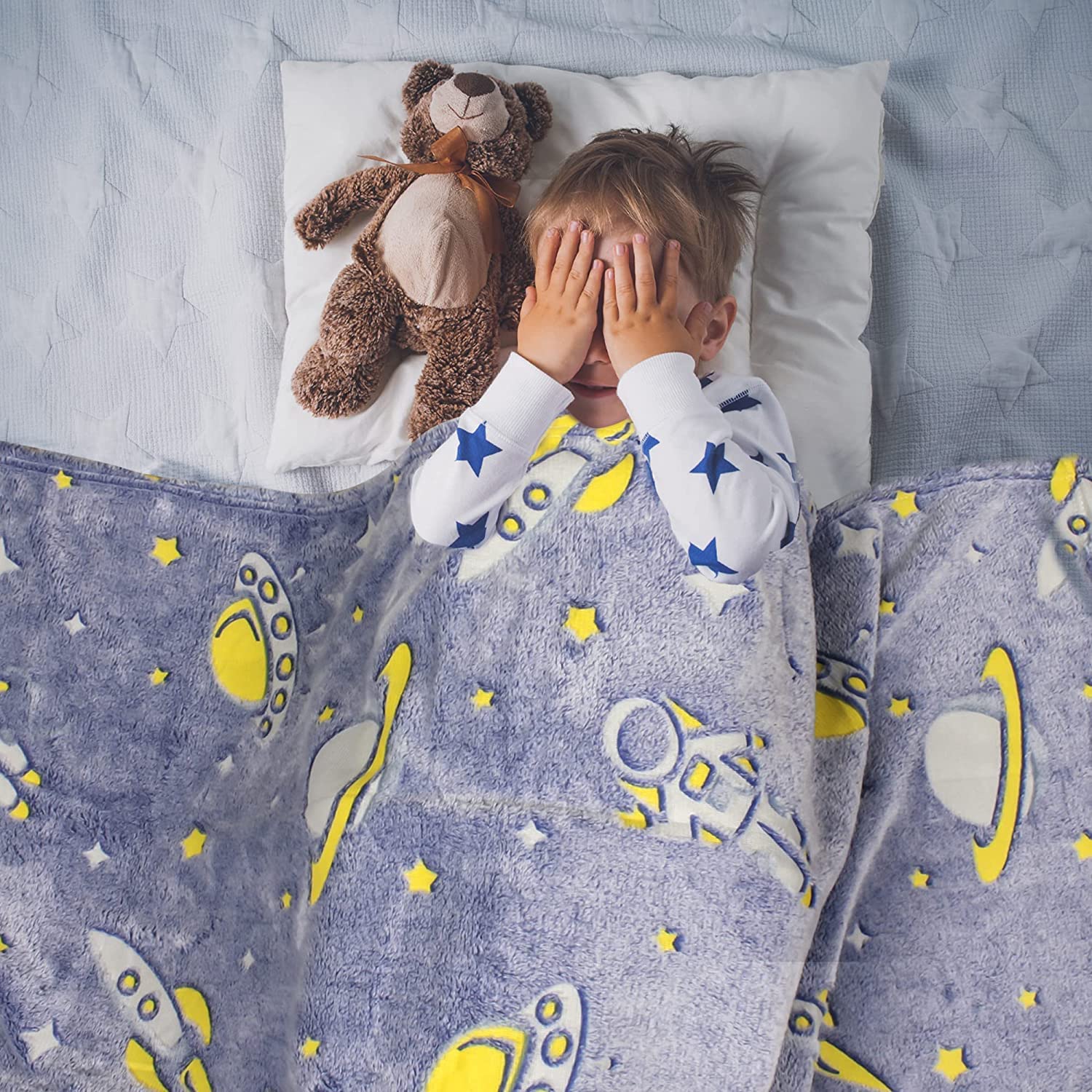 Astronaut Glow in The Dark Soft & Cozy Blanket- 80 x 60 inch