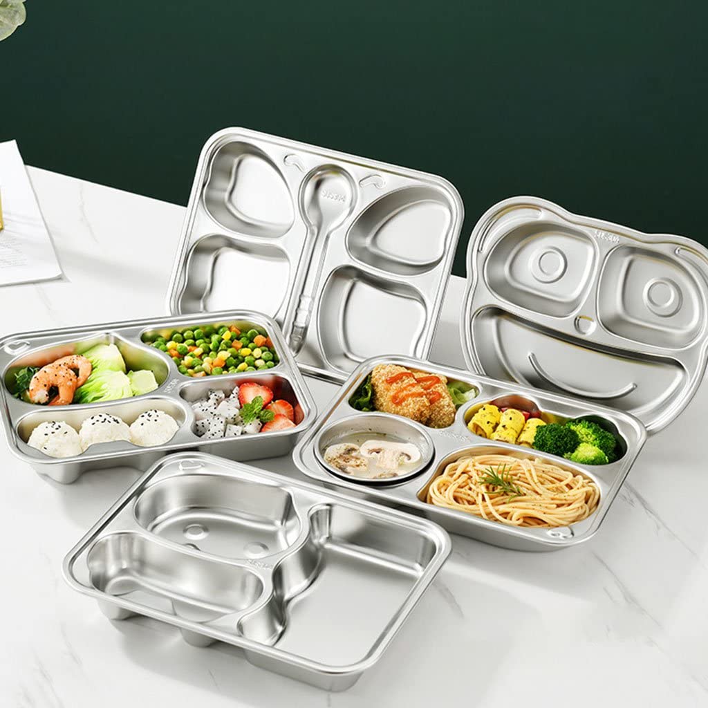 Stainless Steel Divided Meal Plate Tray-4 Compartments-Butterfly Design