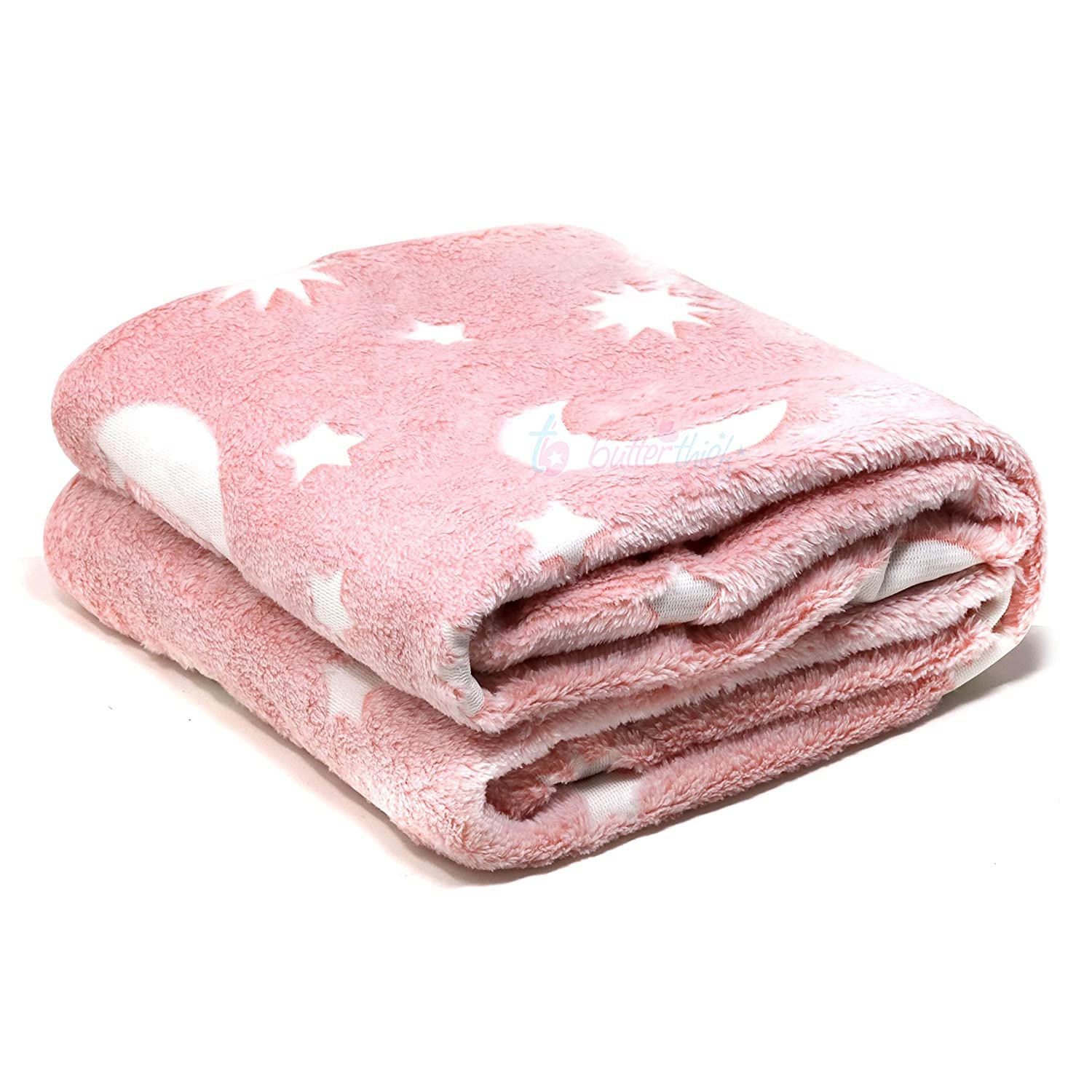 Pink Stars Glow in The Dark Soft & Cozy Blanket- 80 x 60 inch