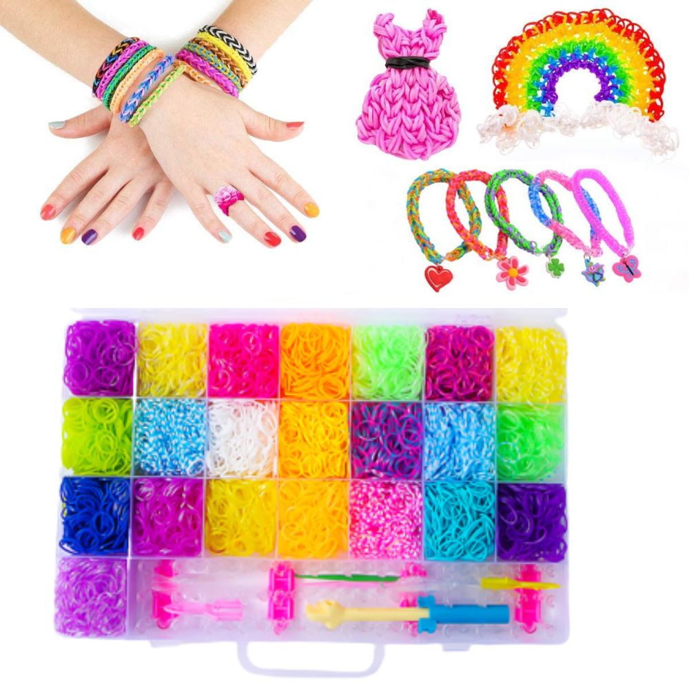 DIY Loom Band- Accessory Making kit Bracelet Making Kit 22 Colors- 10 Assorted Charms