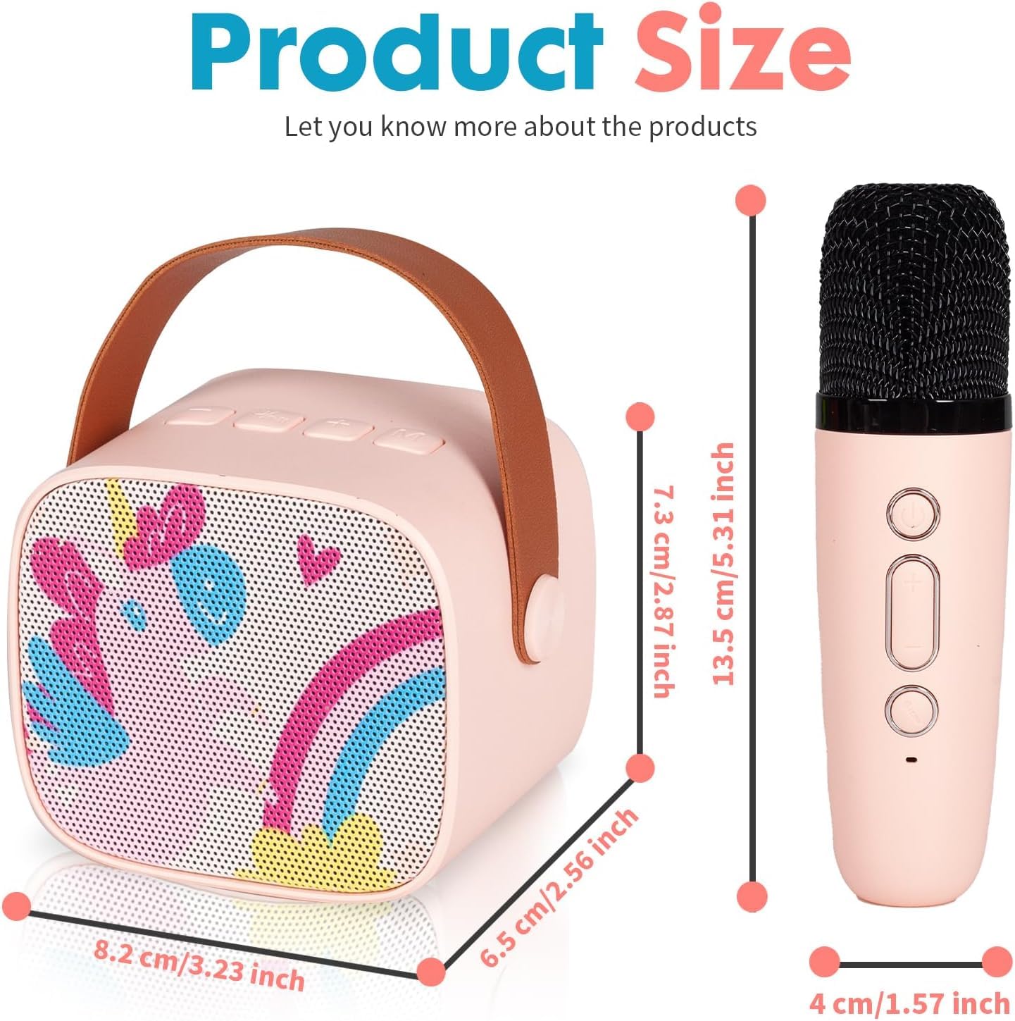 Kids Karaoke Unicorn Portable Machine -Bluetooth Speaker with 2 Wireless Microphones for Kids & Adults, Karaoke Toys for Fun Filled Evenings (Pink with 2 Mic)